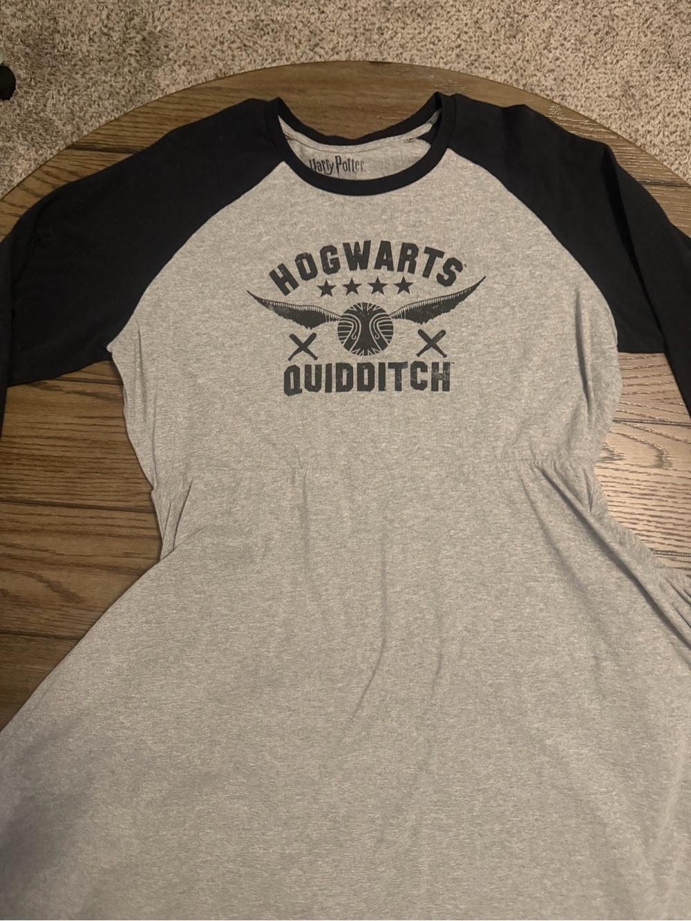 Harry Potter Hogwarts Quidditch Long Sleeve Dress - Gray/Black